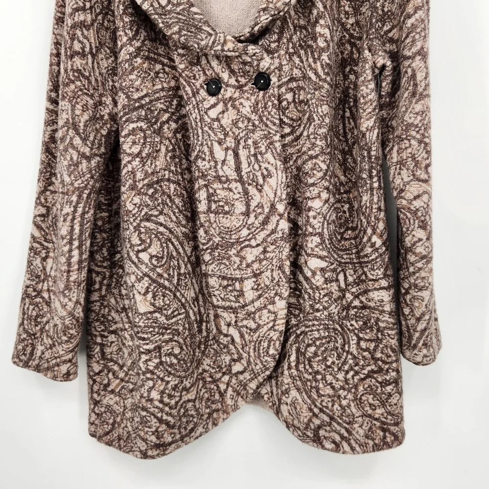 J. Jill PureJill Curved Front Printed Cardigan Womens Size Large Paisley Neutral